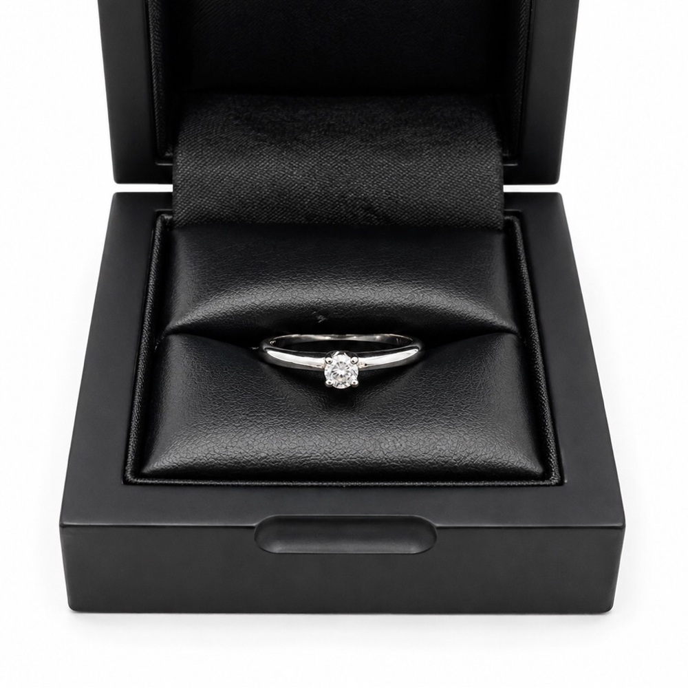 14k 14KT White Gold 0.25CT Natural Diamond Solitaire Ring Size 7